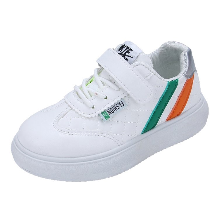 M035 Giày Thể Thao Trẻ Em Chần Chỉ Ô Trám Phối Sọc Màu – Sneaker Bé Trai & Bé Gái Da Mềm Quai Dán Êm Chân Đi Học, Đi Chơi (Size 26 - 36)