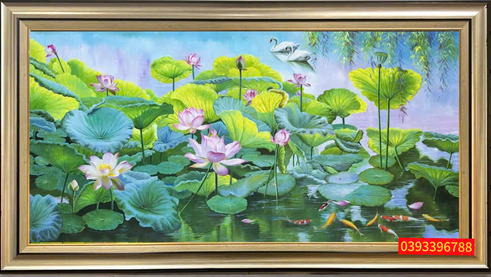 Mẫu Tranh Đầm Sen Sơn Dầu Đẹp