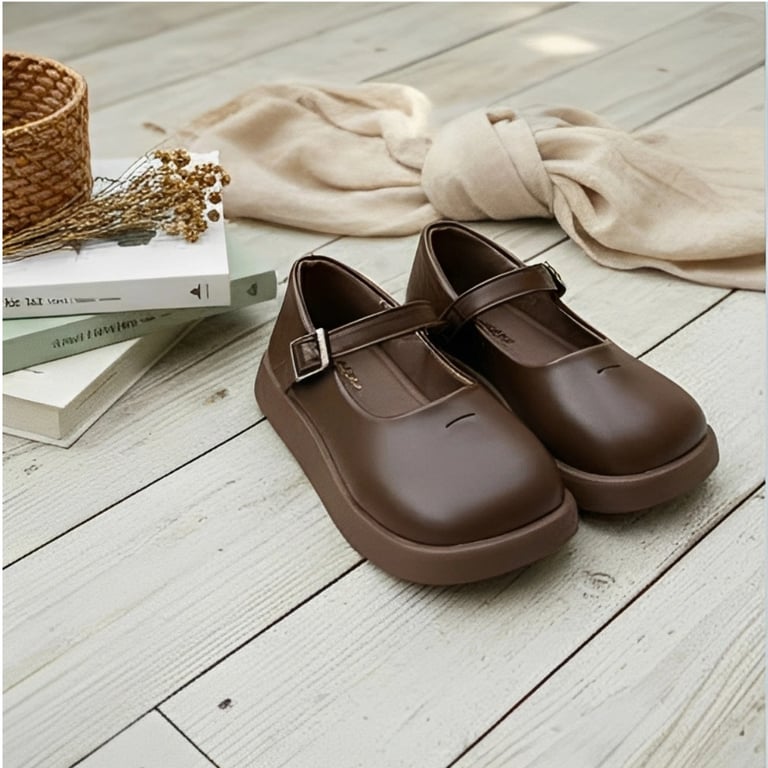 M029 Giày Búp Bê Bé Gái Mary Jane Mũi Tròn Đế Bánh Mỳ – Giày Bệt Da Mềm Quai Cài Khóa Tiện Lợi Đi Học, Đi Tiệc Phong Cách Vintage (Size 23 - 31)