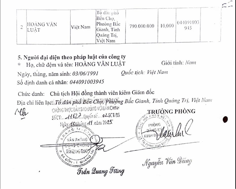 Hồ Sơ Pháp Lý HỘ KINH DOANH NGỌC HÒA