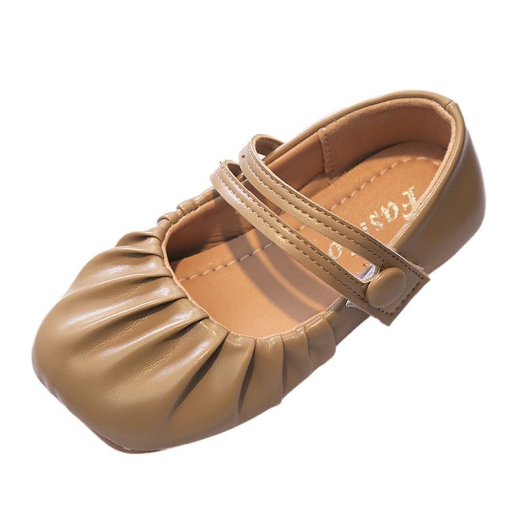 M011 Giày Búp Bê Bé Gái Mũi Xếp Nhún Vintage – Giày Búp Bê Da Mềm Quai Đôi Dán Tiện Lợi Cho Bé Đi Học, Đi Tiệc (Size 24 - 33)