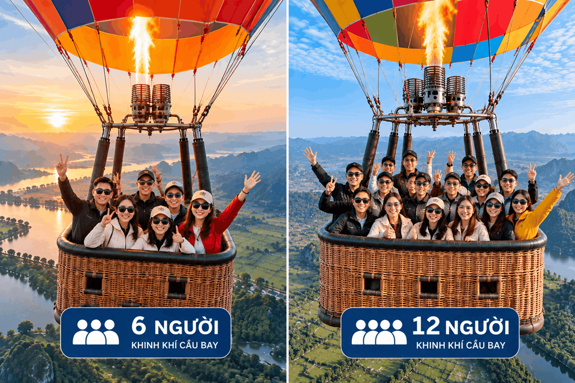 Khinh khí cầu bay chở 6 người & 12 người