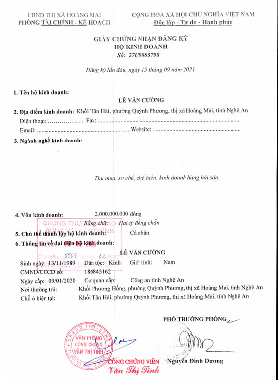 Hồ sơ pháp lý CÔNG TY TNHH THẮNG THỦY