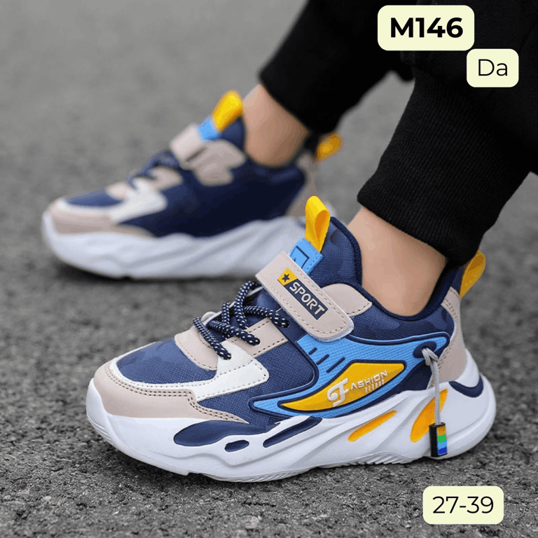 M146 Giày Thể Thao Trẻ Em Siêu Nhẹ SPORT FASHION – Giày Sneaker Bé Trai & Bé Gái Da Mềm Phối Lưới Cực Êm Chân Đi Học, Chạy Bộ (Size 27 - 39)