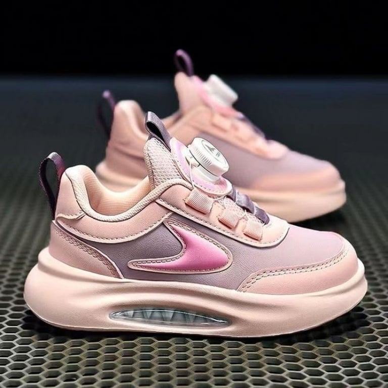 M154 Giày Thể Thao Bé Gái Núm Xoay Thông Minh – Giày Sneaker Trẻ Em Cổ Thấp Đệm Khí Tự Điều Chỉnh Dây Đi Học, Đi Chơi