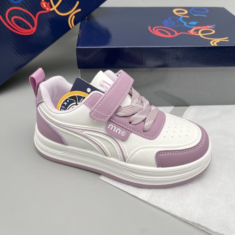 M136 Giày Thể Thao Trẻ Em Cổ Thấp Mnin 6 – Sneaker Bé Trai & Bé Gái Da Mềm Êm Chân, Quai Dán Tiện Lợi Đi Học, Đi Chơi (Size 26 - 37)