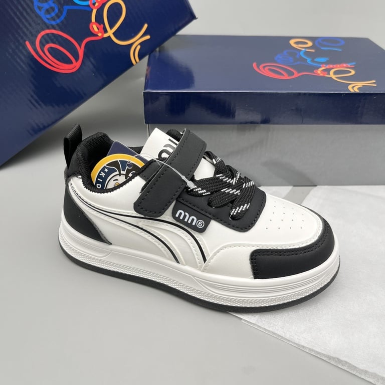 M136 Giày Thể Thao Trẻ Em Cổ Thấp Mnin 6 – Sneaker Bé Trai & Bé Gái Da Mềm Êm Chân, Quai Dán Tiện Lợi Đi Học, Đi Chơi (Size 26 - 37)