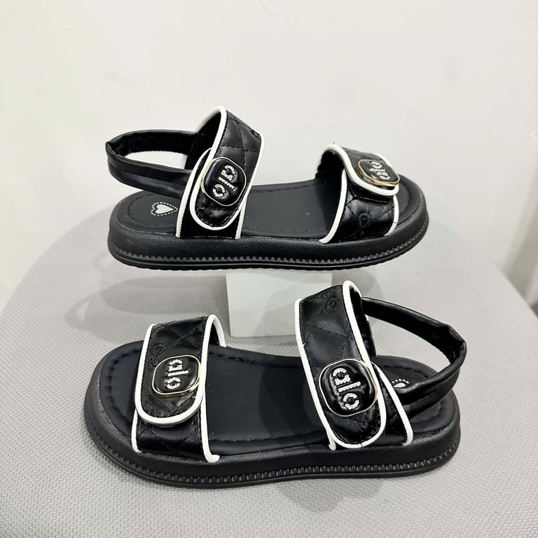 M197 Sandal Bé Gái Quai Dán Chần Bông Đính Khóa Chữ Alo Hàn Quốc (Size 26-37)