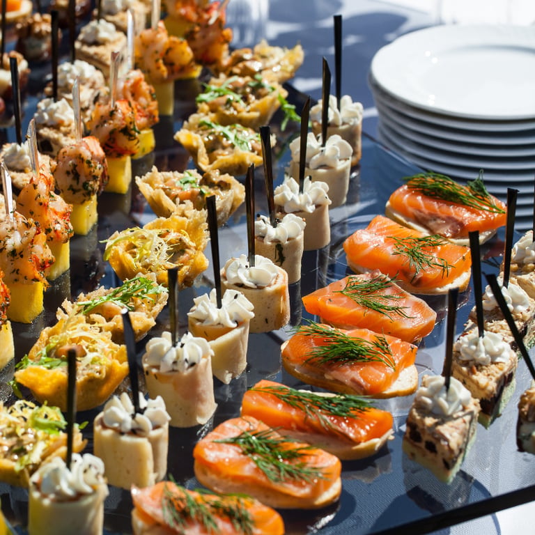 Gourmet catering event presentation