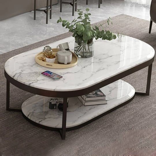 2-tiered-modern-marble-coffee-table-black-white-with-shelf-metal-frame-1