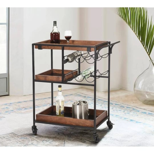 30-inch-handcrafted-mango-wood-bar-serving-cart-with-caster-wheels-6-bottle-holders-tray-shelves-bro-1