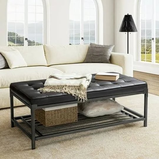 48-inchleather-storage-ottoman-rectangle-table-tufted-metal-base-home-living-room-bedroom-brown-size-1