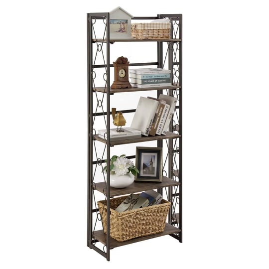 5-shelves-bookshelf-industrial-folding-wooden-bookcase-with-metal-frame-dark-brown-1