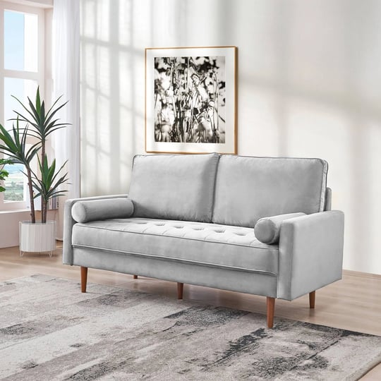 69-inch-wide-upholstered-two-cushion-sofa-with-bolster-pillows-in-grey-velvet-1
