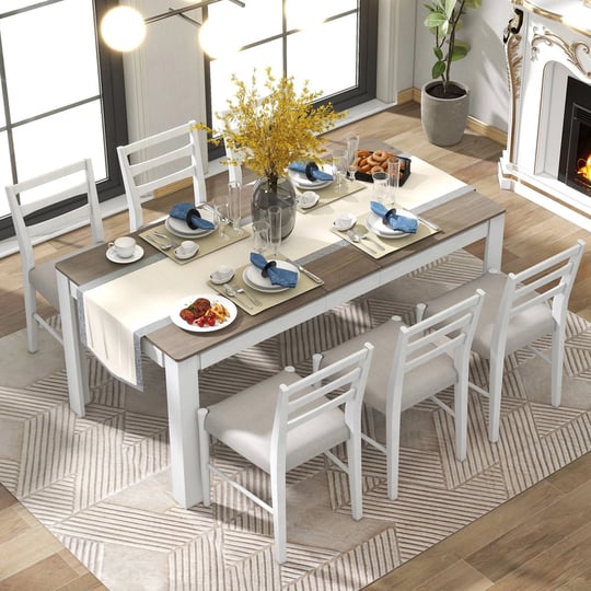 7-pcs-extendable-wooden-dining-table-set-with-6-upholstered-chairs-12-leaf-and-2-drawers-white-moder-1