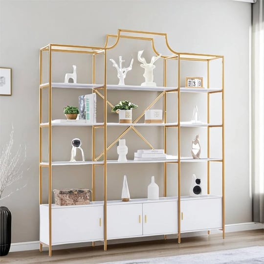 77-9-tall-bookcase-with-4-tiers-and-three-cabinets-x-bar-gold-frame-everly-quinn-1