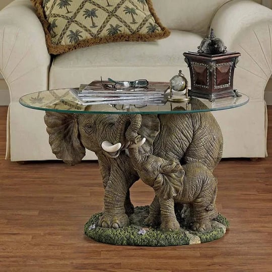 african-wildlife-elephant-mother-and-calf-glass-topped-cocktail-table-kitchen-1