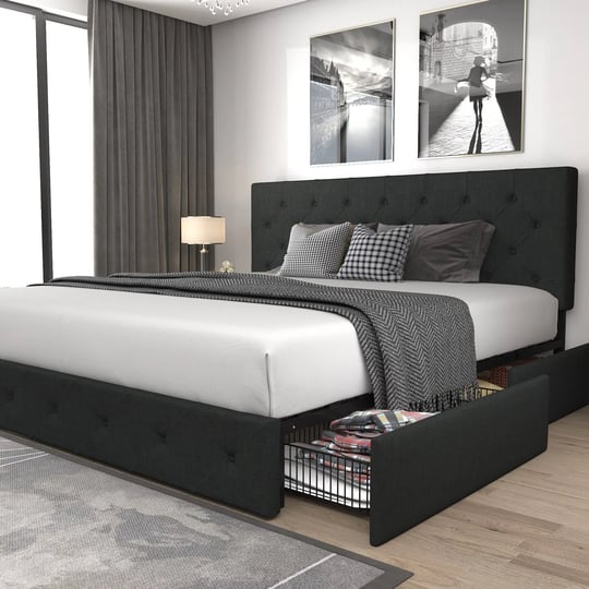 allewie-upholstered-king-size-platform-bed-frame-with-4-storage-drawers-and-headboard-diamond-stitch-1