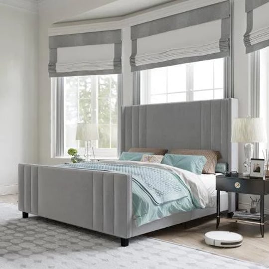 amerlife-velvet-upholstered-queen-size-bed-frame-with-headboard-footboard-wingback-light-grey-gray-1