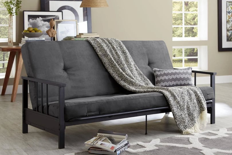 atwater-living-halo-metal-arm-28-high-futon-black-frame-with-6-gray-microfiber-mattress-mathis-home-1