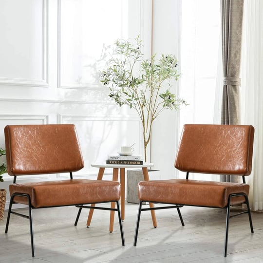 awqm-brown-faux-leather-accent-chairs-set-of-2mid-century-modern-armless-accent-chair-with-metal-leg-1