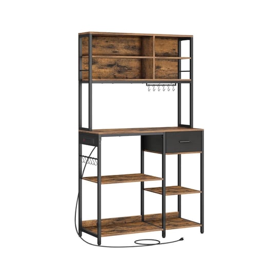 bakers-rack-with-12-hooks-rustic-brown-and-ink-black-1