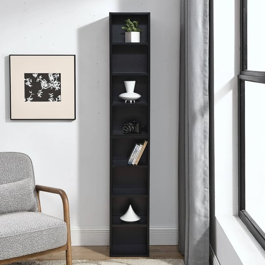 bellemave-8-tier-bookshelf-narrow-bookshelf-8-tier-bookcase-dvd-storage-shelves-tall-narrow-bookcase-1
