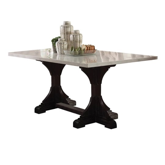 benzara-dining-table-with-marble-top-and-trestle-base-offwhite-1