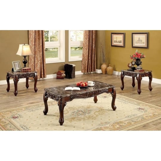 benzara-wooden-coffee-table-with-marble-top-brown-1