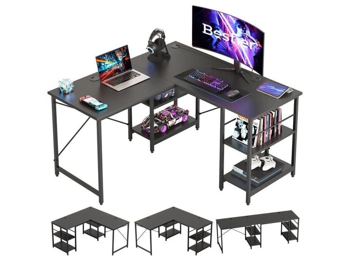 bestier-desk-with-shelves-86-inch-reversible-corner-computer-desk-or-2-person-long-table-for-home-of-1
