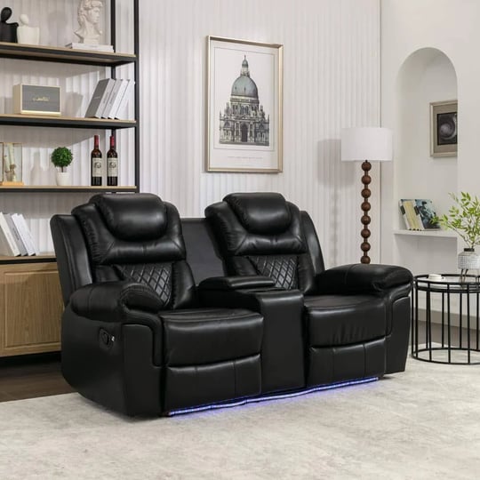 black-73-2-in-pu-home-theater-seating-manual-recliner-loveseat-with-hide-away-storage-cup-holders-an-1