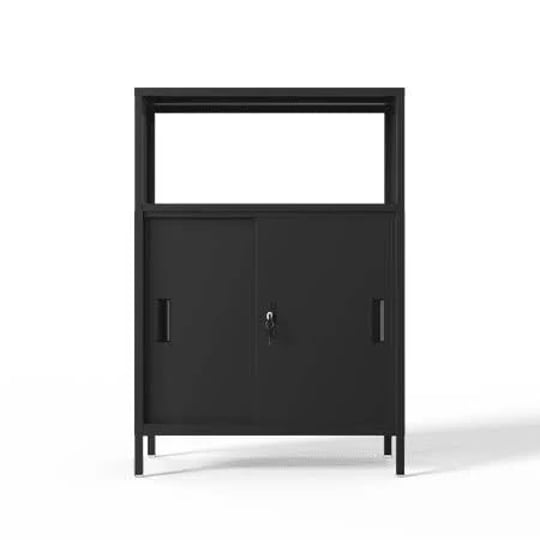 black-metal-filing-cabinet-with-moving-sliding-doors-and-adjustable-shelvessteel-storage-cabinets-fo-1