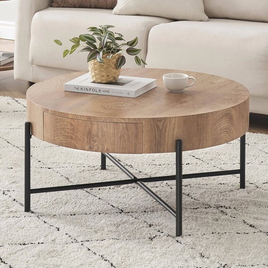 cabihome-round-coffee-table-living-room-modern-farmhouse-center-table-with-two-drawers-wood-like-cir-1