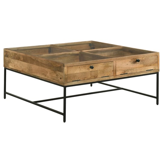 coaster-stephie-4-drawer-square-clear-glass-top-coffee-table-honey-brown-1