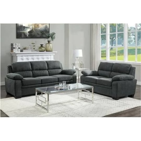 contemporary-living-room-furniture-dark-gray-texture-fabric-sofa-tufting-accents-sofa-love-seat-1