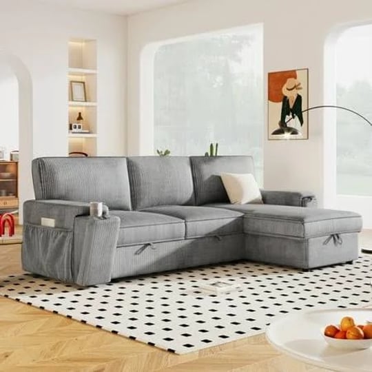 cosotower-upholstery-sleeper-sectional-sofa-with-storage-bags-and-2-cup-holders-on-arms-gray-1