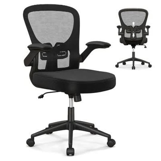 costway-ergonomic-office-chair-with-flip-up-armrests-rocking-backrest-computer-desk-chair-1