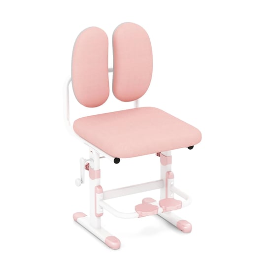 costway-height-adjustable-kids-desk-chair-with-double-back-support-rotatable-footrests-pink-1