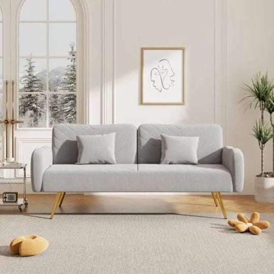 dealtops-convertible-sofa-bed-linen-fabric-loveseat-futon-couch-with-adjustable-backrests-gray-1