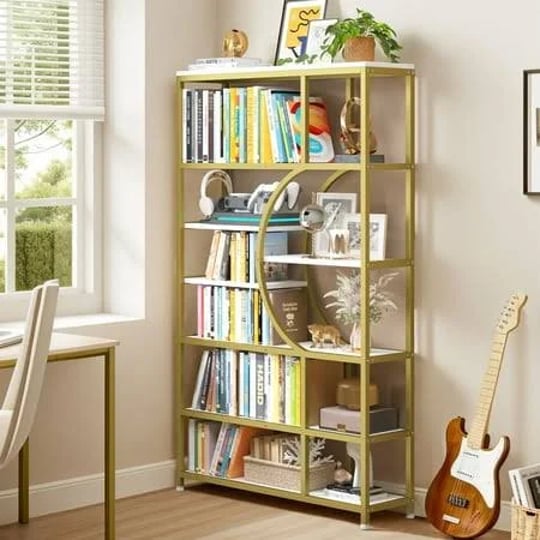 dextrus-7-tier-gold-bookshelf-71-inch-tall-etagere-bookcase-with-metal-frame-geometric-large-book-sh-1