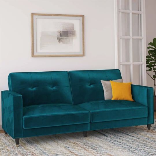 dhp-penelope-futon-sleeper-sofa-with-gold-tipped-black-legs-in-green-velvet-2503979-1
