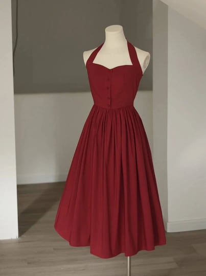 dolly-gown-vintage-burgundy-halter-neck-50s-swing-dress-1