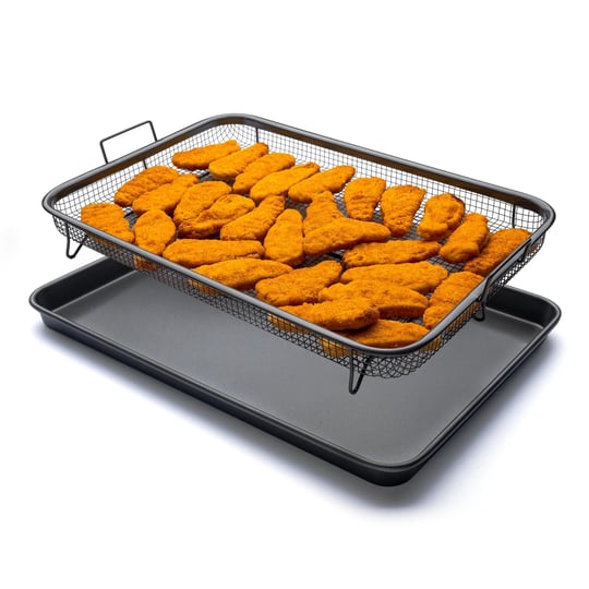 eazy-mealz-xl-air-fry-crisper-basket-tray-set-12-5-x-17-5-gray-1