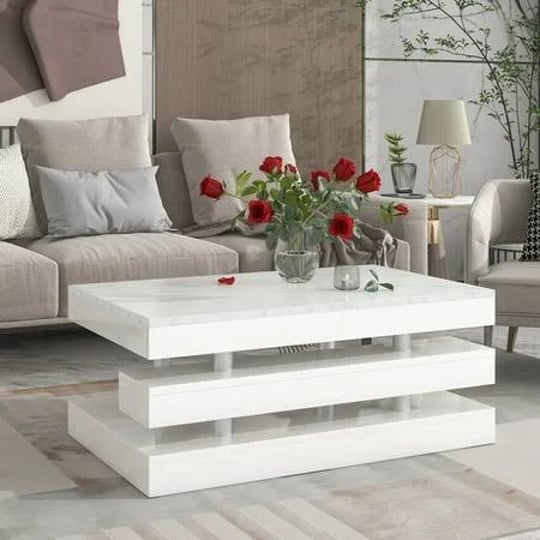 euroco-39-3-inch-2-tier-coffee-table-with-silver-metal-legs-rectangle-cocktail-table-with-high-gloss-1