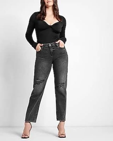 express-low-rise-black-ripped-boyfriend-jeans-womens-size-4-long-1