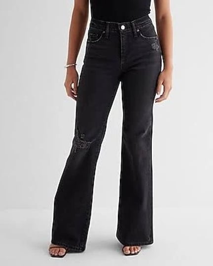 express-mid-rise-washed-black-ripped-70s-flare-jeans-womens-size-0-1