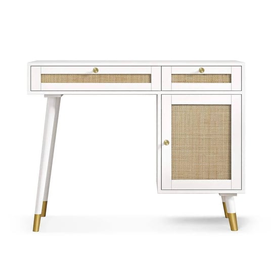 farmhouse-rattan-39-4-in-retangular-white-gold-wood-computer-desk-writing-desk-with-2-drawer-and-sid-1