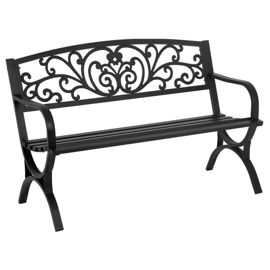 fdw-patio-garden-bench-50-inch-outdoor-metal-loveseat-chairs-with-armrests-slatted-seat-and-w-floral-1