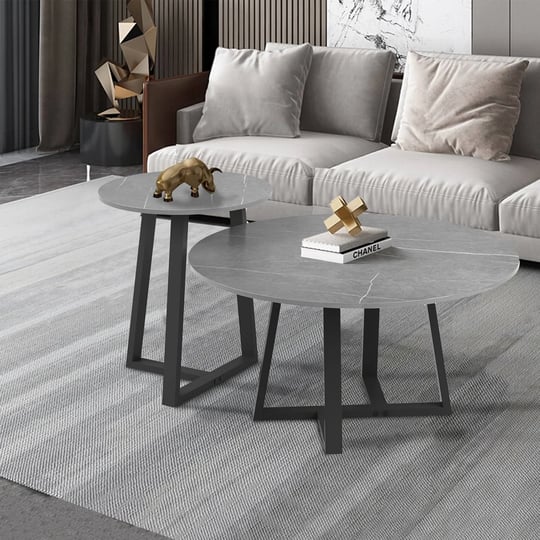 fliptradeinc-set-of-2-round-nesting-tables-sintered-stone-marble-coffee-table-31-5x15-7-inch-size-31-1