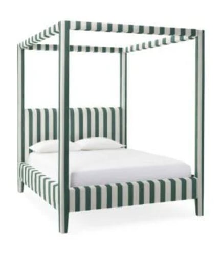 franklin-four-poster-bed-in-green-perennials-harbor-stripe-botanical-green-twin-serena-lily-1